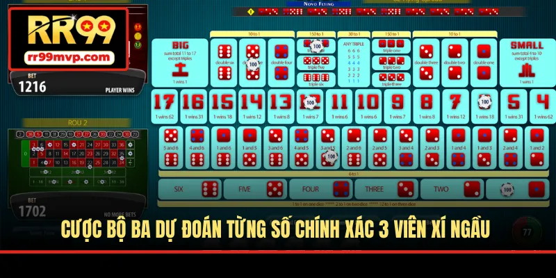 Cược bộ ba dự đoán từng số chính xác 3 viên xí ngầu